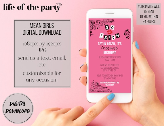 Mean Girls Customized Digital Invitation / Cell Phone / Iphone - Etsy