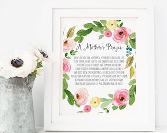 Mothers Gift Printable Wall Art Mom Printable Decor A Mothers Prayer Christian Mother Art Mom Poem Mom Quote Art Gift for Mom Religious Mom