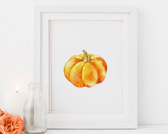 Fall Decor Art Print Printable Wall Art Fall Pumpkin Watercolor Pumpkin Print Fall Printables Autumn Prints Fall Prints Thanksgiving Decor