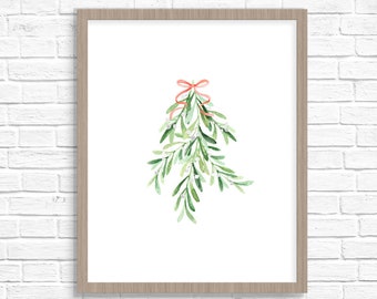 MAILED 8x10 PRINT - Mistletoe Printable Christmas Print printable wall art holiday decor Christmas Wall Art Mistletoe Christmas Printables