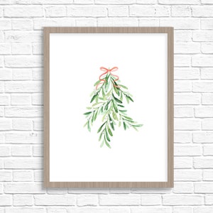 Mistletoe Printable Christmas Print printable wall art holiday decor Christmas Wall Art Watercolor Holly Mistletoe Christmas Printables