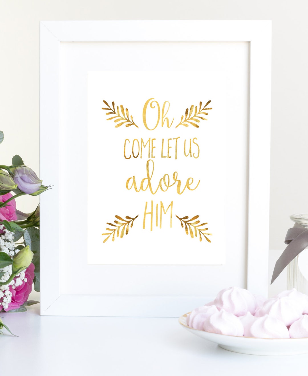 Oh Come Let Us Adore Him Print Christmas Printable Holiday Wall Art ...