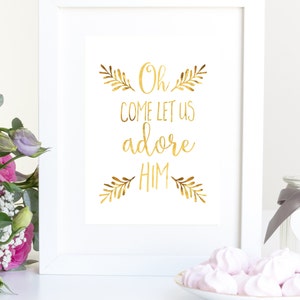 Oh Come Let Us Adore Him Print Christmas Printable Holiday Wall Art ...