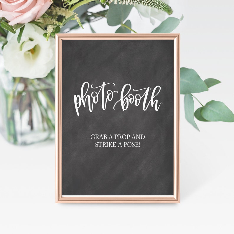 Photo Booth Sign Chalkboard Wedding Sign Calligraphy Print | Etsy
