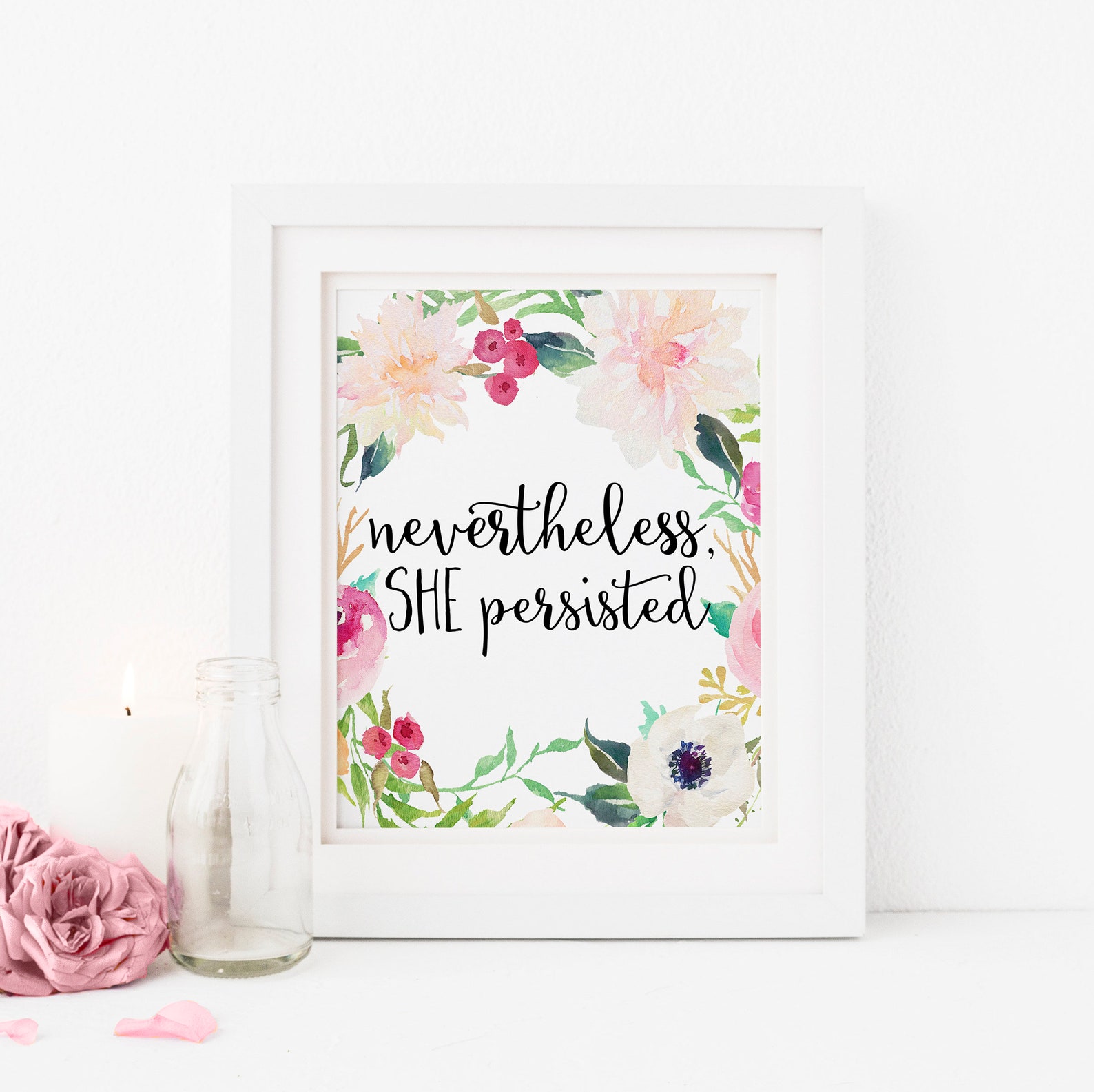 Nevertheless She Persisted Print Printable Art Inspirational | Etsy
