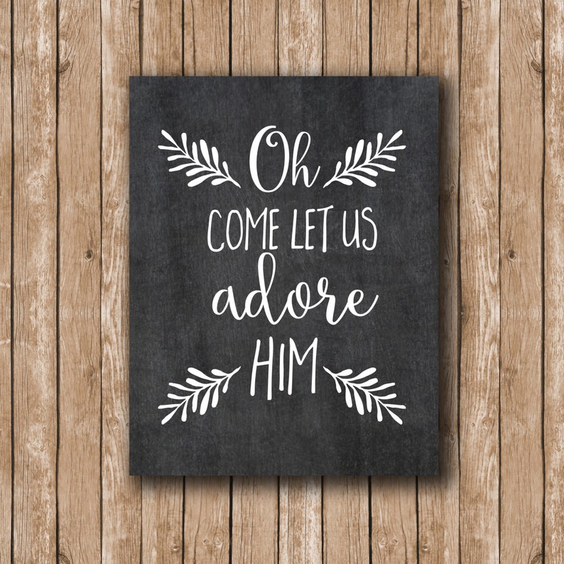 Christmas Print Holiday Printable Oh Come Let Us Adore Him - Etsy
