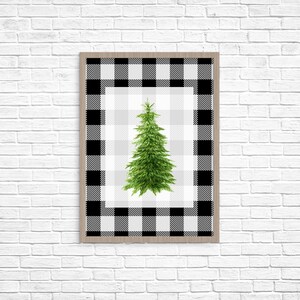 Watercolor Christmas Tree Print Christmas Printable Christmas Print Christmas Black Plaid Wall Art Decor Printable Buffalo Check Winter Art