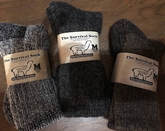 Alpaca Survival Sock extra thick warm- medium-large-extra large-made in USA-one pair
