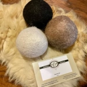 Set of 6 Alpaca Dryer Balls-handmade in USA-Dryer Sheet replacement-Energy Saver 100% Natural-Fiber wool-hypoallergenic-cloth diaper image 2