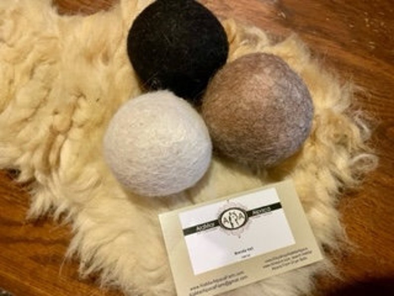 Set of 6 Alpaca Dryer Balls-handmade in USA-Dryer Sheet replacement-Energy Saver 100% Natural-Fiber wool-hypoallergenic-cloth diaper image 2