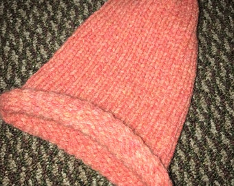 Coral Childs Toddler Alpaca yarn Hand knit hat