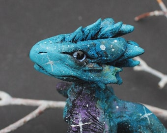 Unique night dragon figurine - galaxy nebula dragon figure - fantasy decoration - celestial - mystic dragon sculpture - magical gift