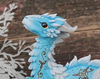 Custom Viking dragon figurine - scandinavian dragon ornament, mythology decor, ice dragon figure, unique dragon sculpture