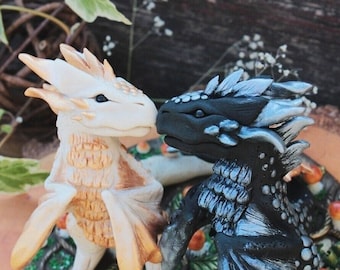 Custom forest dragon wedding cake topper - dragon bride and groom figurine - unique dragon pair figure - personalized wedding decoration