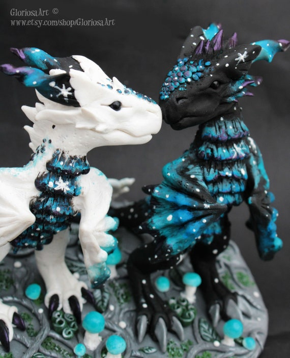 Forest Galaxy Dragon Wedding Cake Topper Fantasy Cake Etsy