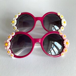 Ms. Daisy - Embellished Sunglasses Women Eyewear Sunnies Shades Pink Floral Flowers Roses Pearls