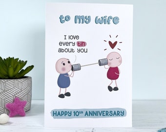 Funny Tin Anniversary Card - 10th Anniversary Card for Wife