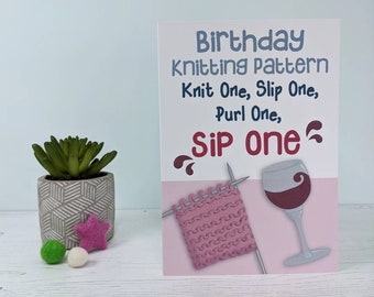 Funny Knitting Birthday Card