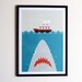 A3 Shark Print Jaws Print Shark Illustration Wall Art Home Decor Movie ...