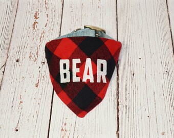 Personalized Dog Bandana- Buffalo Plaid Dog Bandana- Dog Name Scarf- Red Buffalo Plaid Scarf- Dog Name Bandana- Dog Lovers Christmas Gift