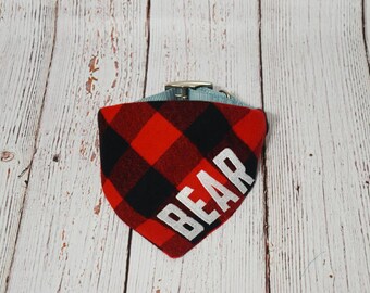 Personalized Dog Bandana- Buffalo Plaid Dog Bandana- Dog Name Scarf- Red Buffalo Plaid Scarf- Dog Name Bandana- Dog Lovers Christmas Gift