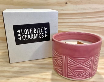 SALE: Pink Candle with Carved Pattern