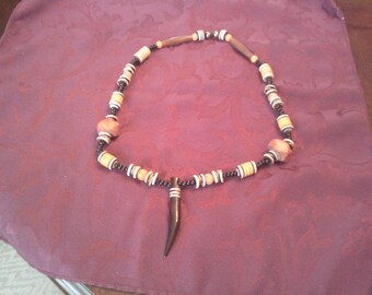 African Inspired Necklace w/ Topaz & Bone