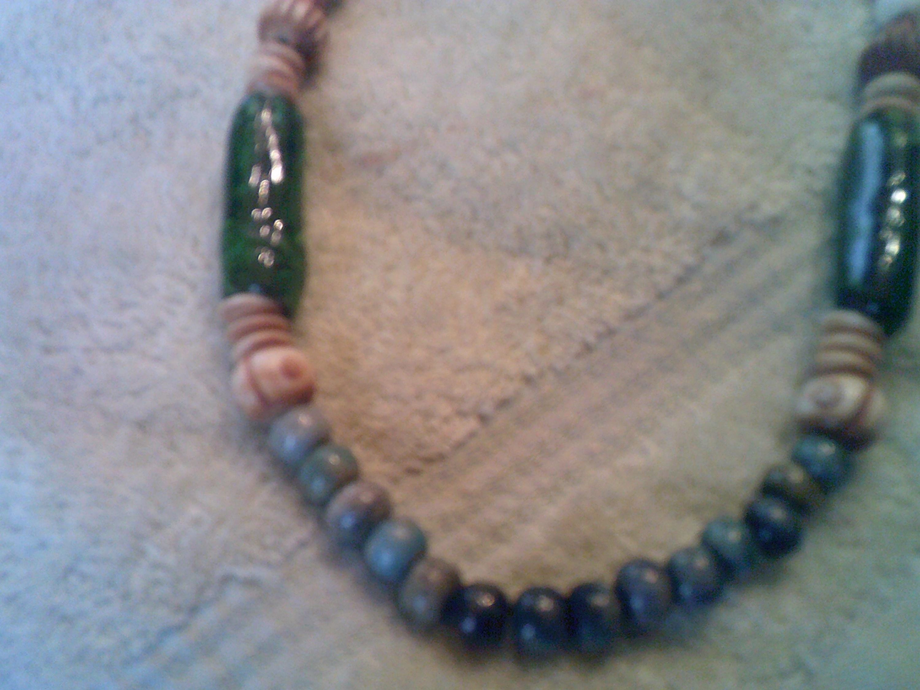 Native American Inspired Necklace W/Handblown Glass