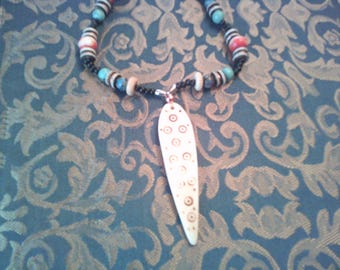 Ethiopian Medicine Stick Necklace w/ Mala bones and Mixed Gems