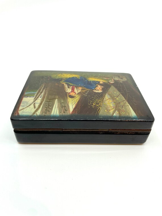 Rare Russian lacquer box Fedoskino from the  1960… - image 4