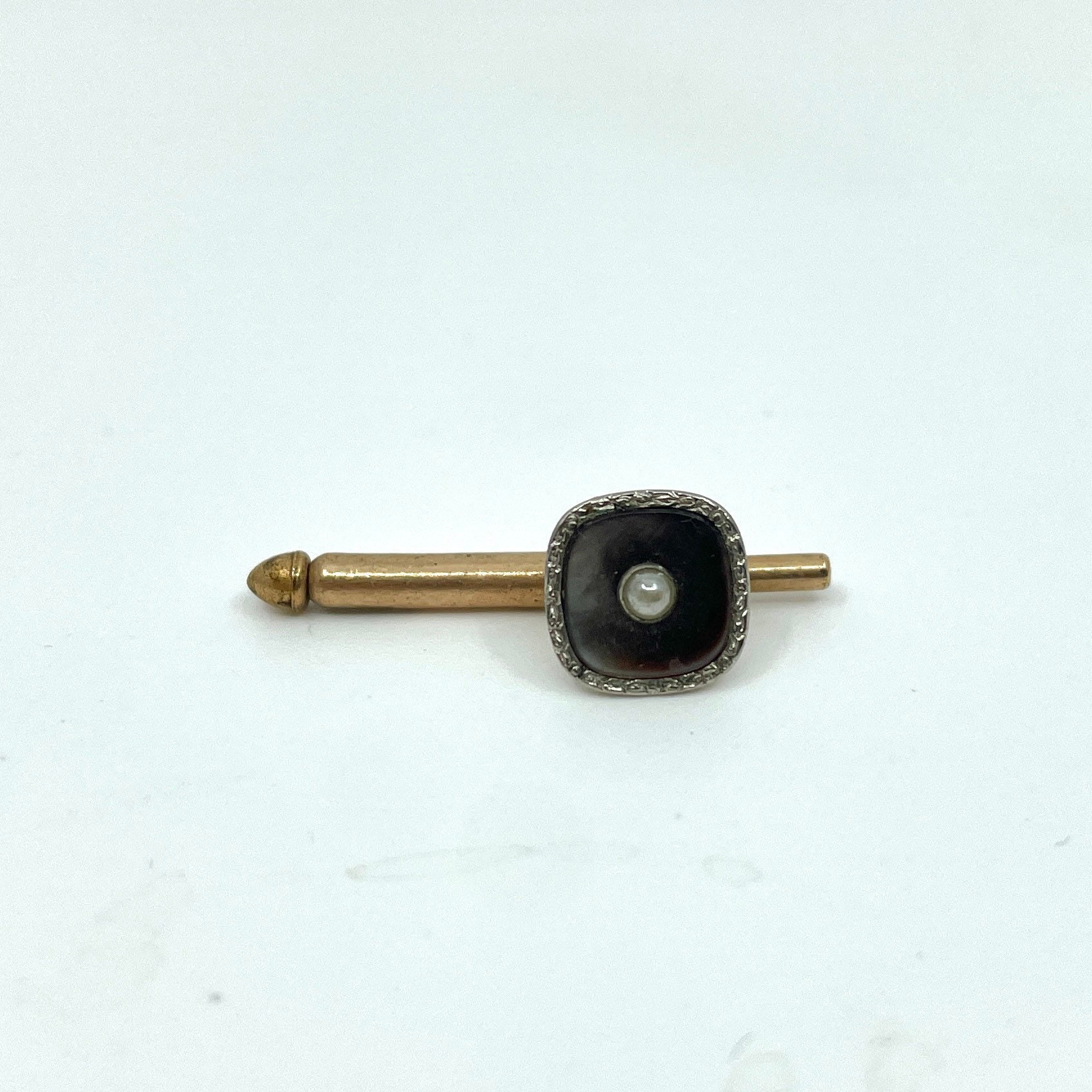 Boutons De Manchette Vintage Années 50 - Nacre Véritable, Métal Doré, Neufs Avec étiquettes