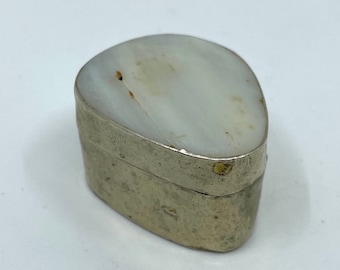 Antique silver pillbox - pelota box - tobacco box - snuffbox - mother-of-pearl