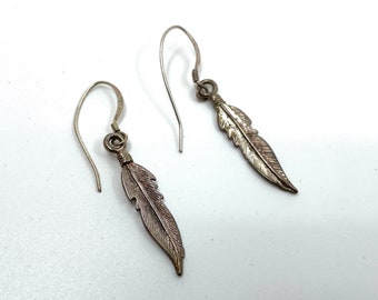 Boucles d'oreilles vintage en plumes d'argent - Marquage 925