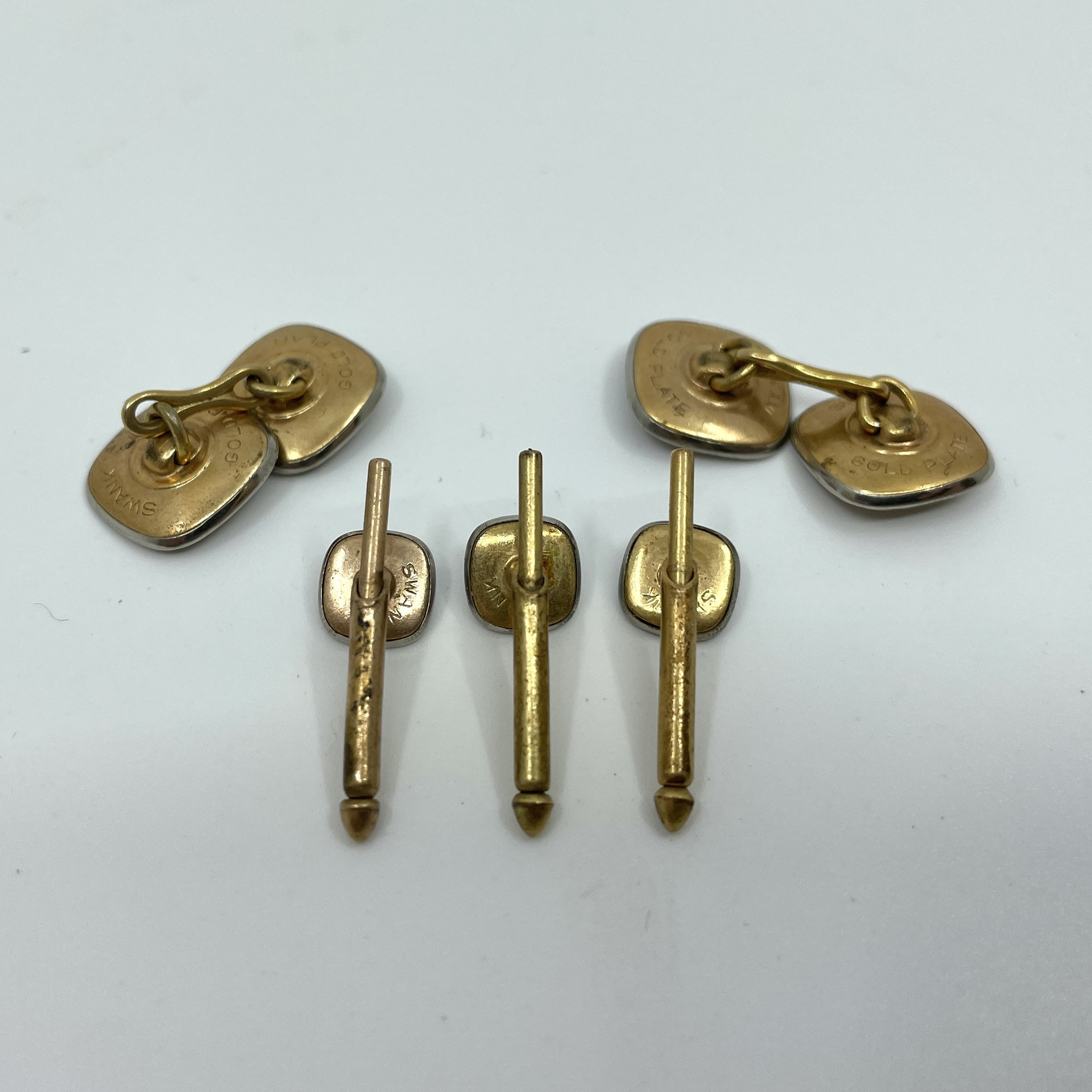 Boutons De Manchette Vintage Années 1950 - Nacre Véritable, Métal Doré, Neufs Avec étiquettes