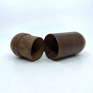 Very rare antique wooden hand carved bamboo tobacco container