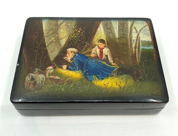 Rare Russian lacquer box Fedoskino from the  1960… - image 1