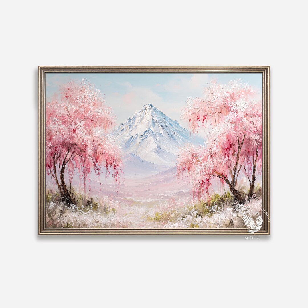 Mount Fuji Cherry Blossom Print – Japanese Spring Landscape (digital ...