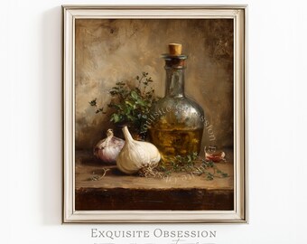 Stampa di natura morta rustica vintage per cucina – Arte suggestiva per cucina in stile rustico (Download digitale)