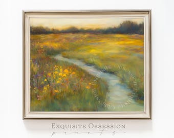 Dipinto di un prato nella campagna inglese – Paesaggio estivo malinconico (Download digitale)