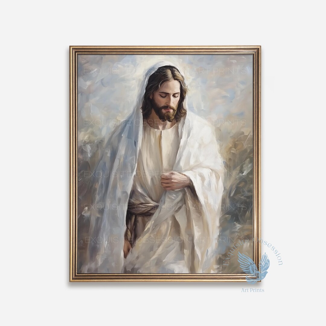 Devotional Jesus Christ Portrait Print – Soft Pastel Christian Wall Art ...
