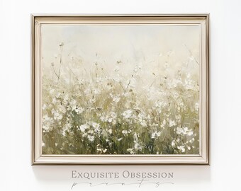 Dipinto di prato fiorito – Paesaggio impressionista, accogliente arte botanica (Download digitale)