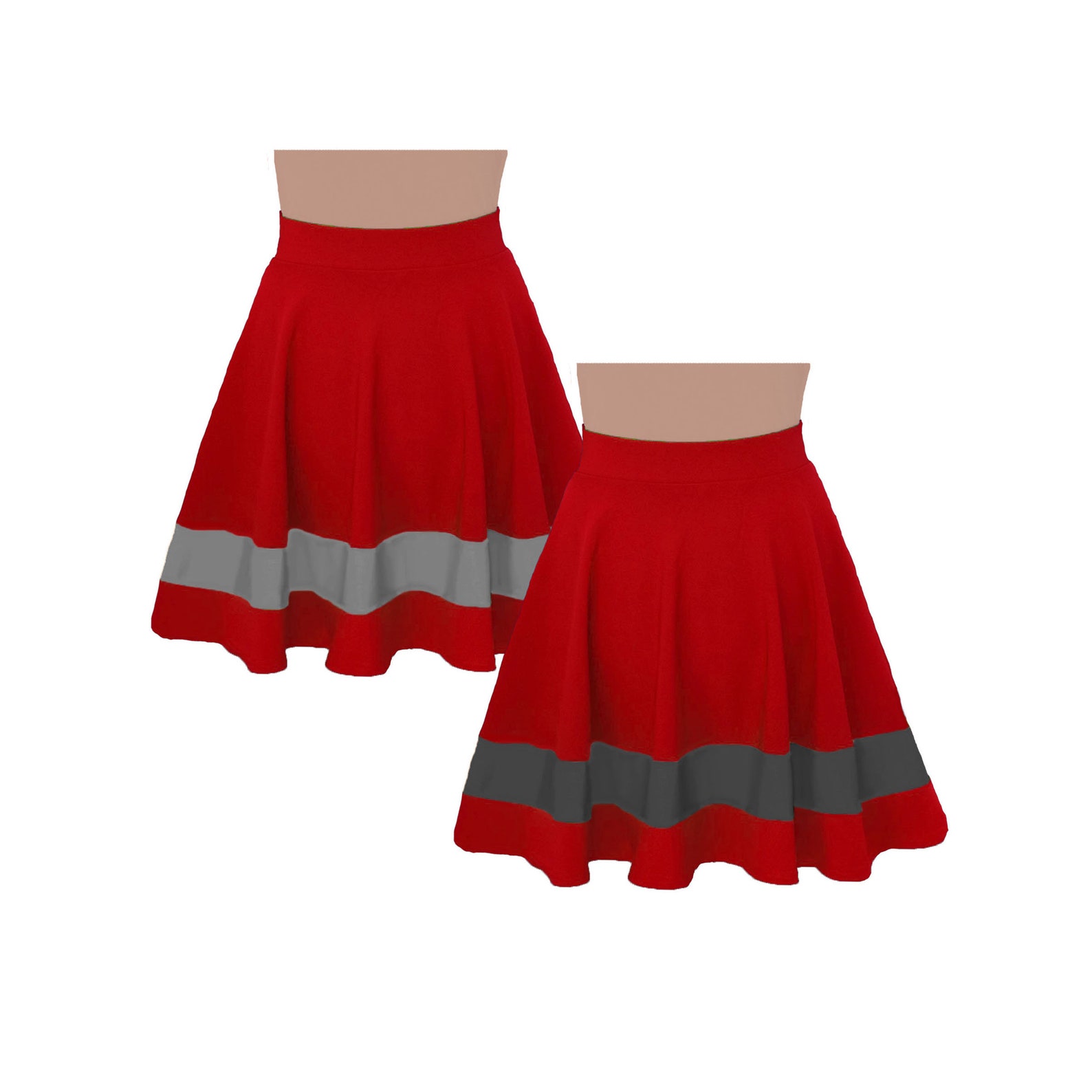Red and Gray or Pewter Cheerleader Style Skirt Etsy