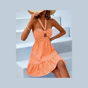 Large (10-12) Orange Gingham Tennessee Vols Dress