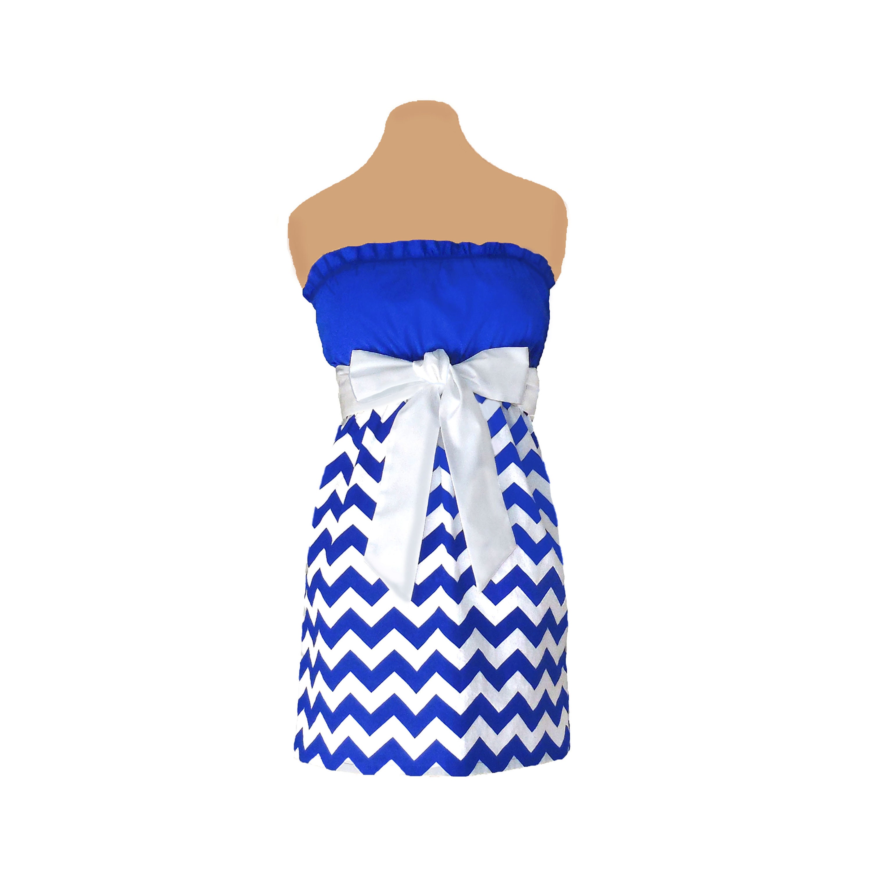 Blue and white chevron dress cheap