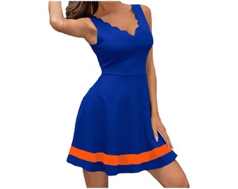 orange and blue dress
