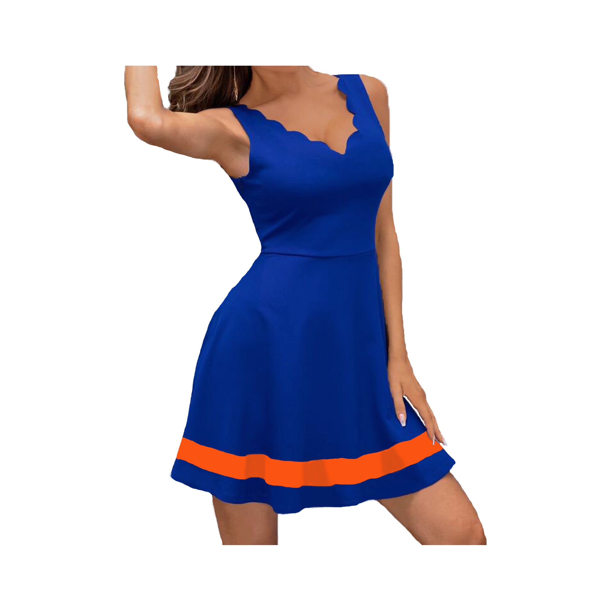 Blue and Orange Fit and Flare Skater Dress Etsy UK