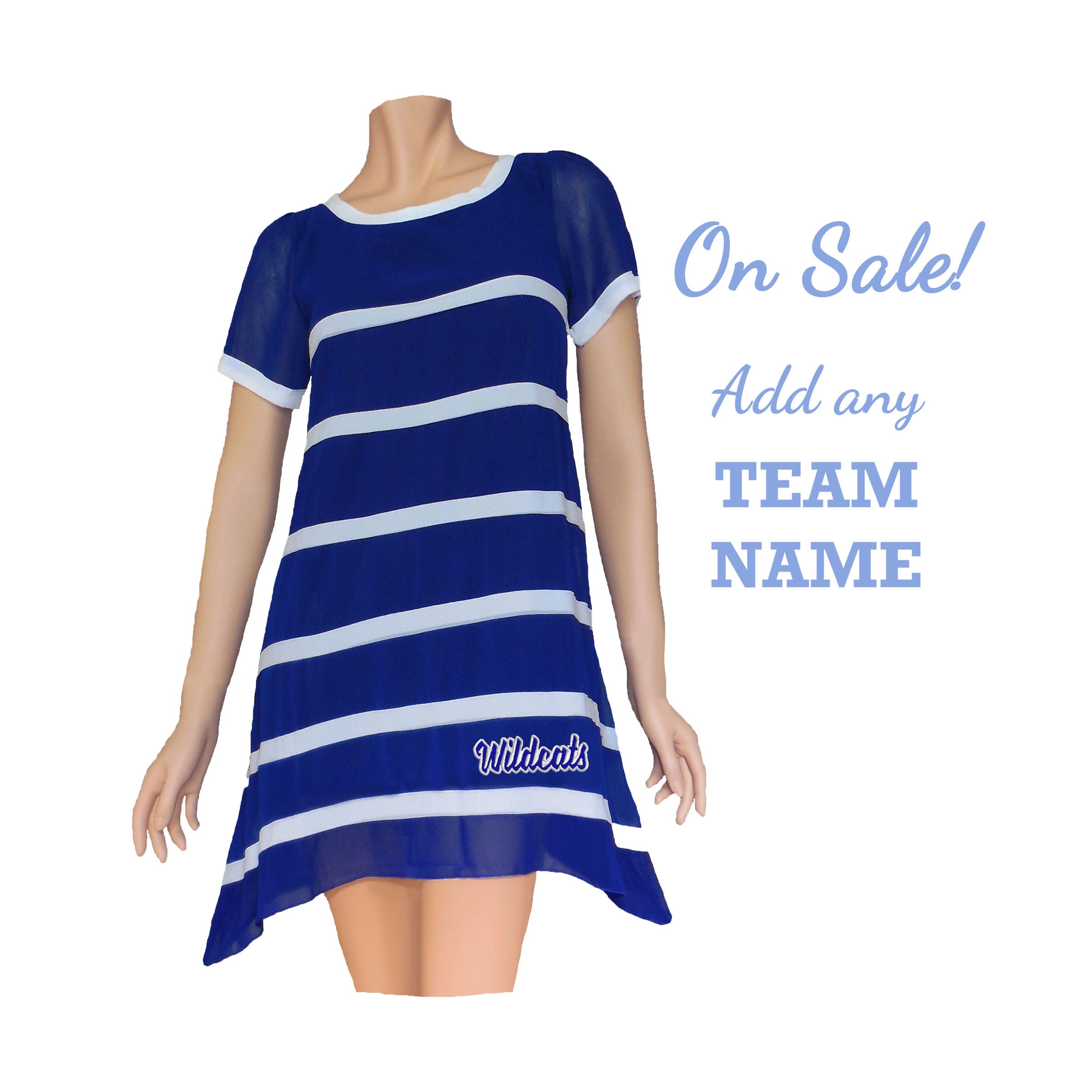 blue and white chiffon dress