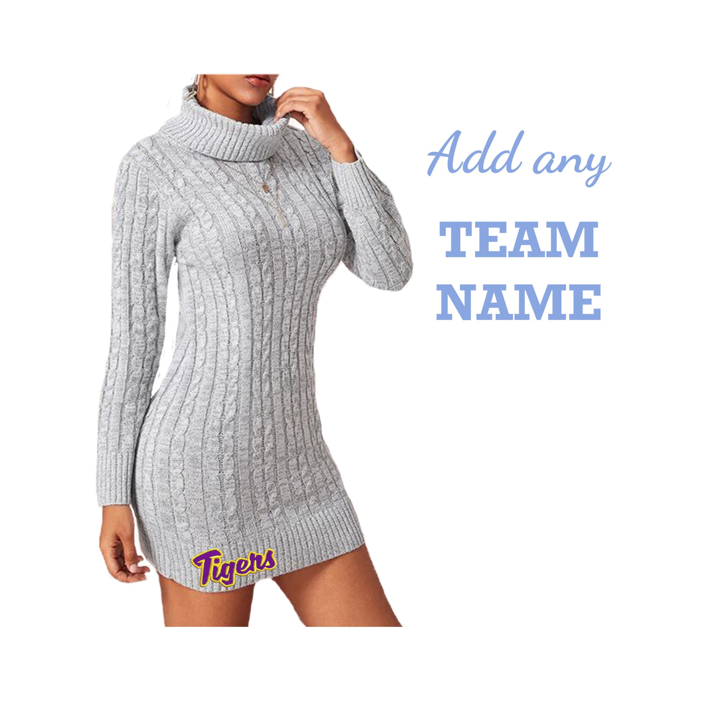Game Day Turtleneck Sweater Dress With Team Name