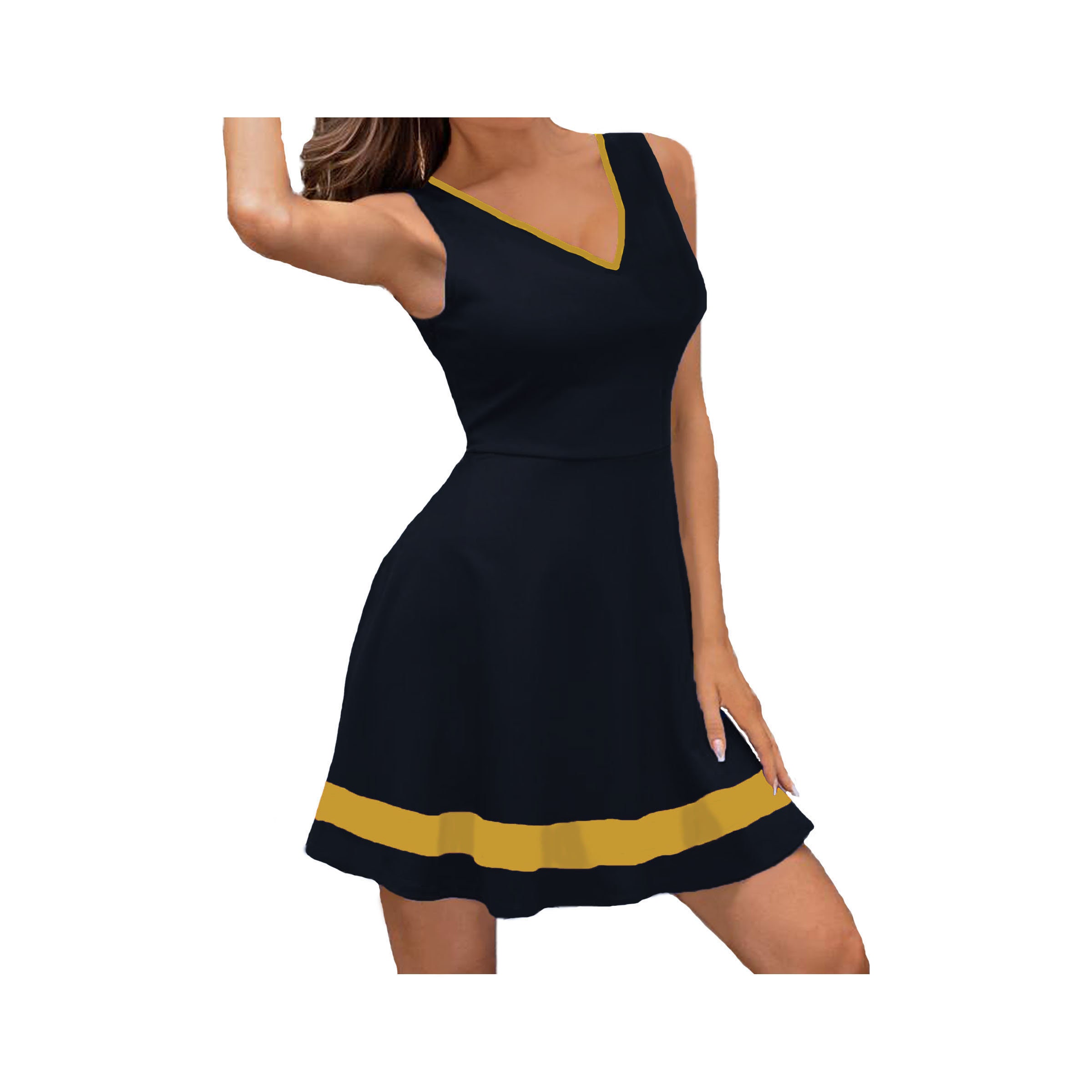 Black and top gold skater dress