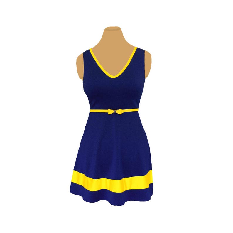 Navy or Blue Yellow Skater Dress | Etsy